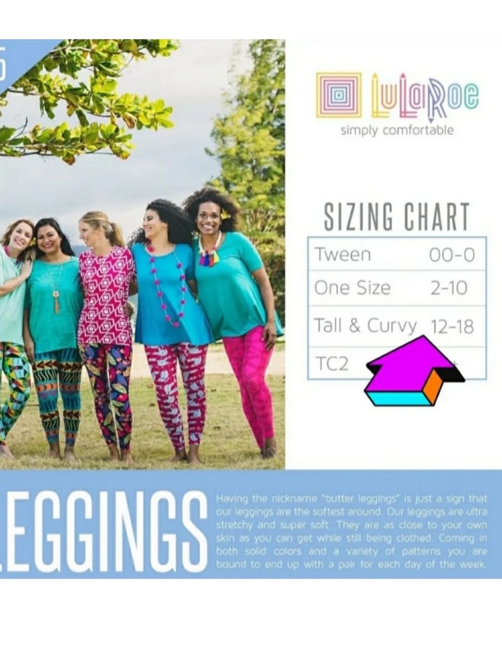 Worn once LuLaRoe TC Tall & Curvy 12-18 Floral Stripe Leggings Buttery Soft - Picture 8 of 9